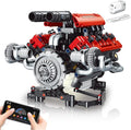 V8 Engine Model Kit That Work - 8-Cylinder Visible Engine Building Blocks Set with Motor LED Light &amp APP Control - Build Your Own Engineering Kit STEM Project for Adults &amp Kids (660 PCS)