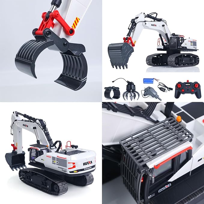 TOUCAN RC HOBBY US in Stock 1/14 HUINA RC Excavator Model 1594 Radio Light Sound Grab Grapple Hammer Battery Adult 14+