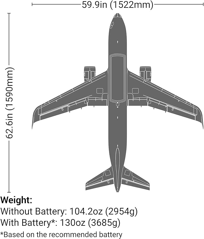 E-flite Airbus A320neo 1.5m Airliner Twin 64mm EDF BNF Basic with AS3X+ and Safe Select White EFL-1495