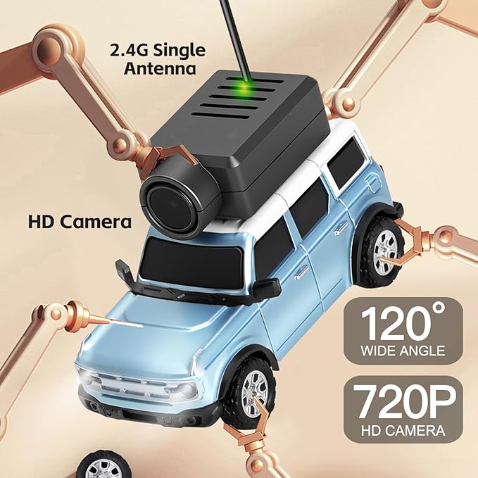 WLtoys Mini RC Car 1:64 Scale FPV RC Drift Car with 720P HD Camera 2.4GHz Transmitter and WiFi App Control with Gyro First Person Perspective Mini Racing Toys for Hobby RC(Blue)