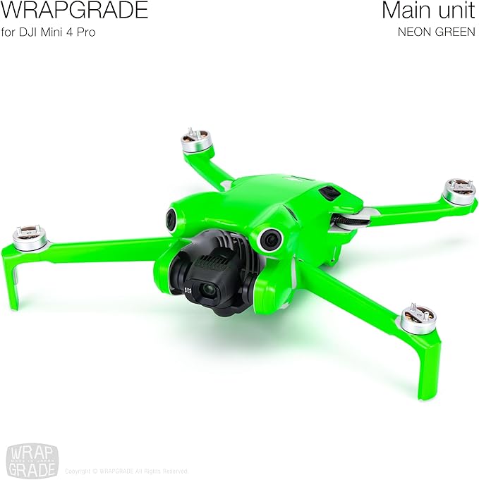 WRAPGRADE Skin Stickers Compatible with DJI Mini 4 Pro | Full Wrap (Neon Green)