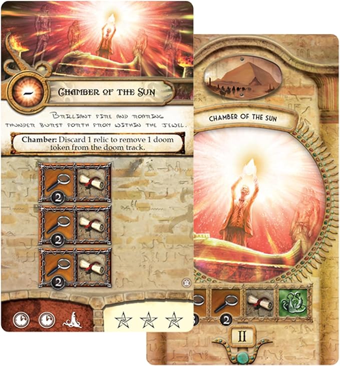 Elder Sign Omens of the Pharaoh Board Game EXPANSION - Egyptian Adventure! Cooperative Horror Mystery Game Ages 14+ 1-8 Players 1-2 Hour Playtime Made by Fantasy Flight Games