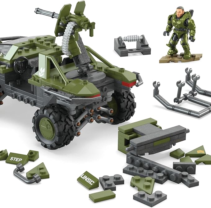 MEGA Halo The Series Vehicle Building Toys Set FLEETCOM Warthog ATV with 469 Pieces 5 Micro Action Figures Poseable Articulation Kids and Fans (Amazon Exclusive)