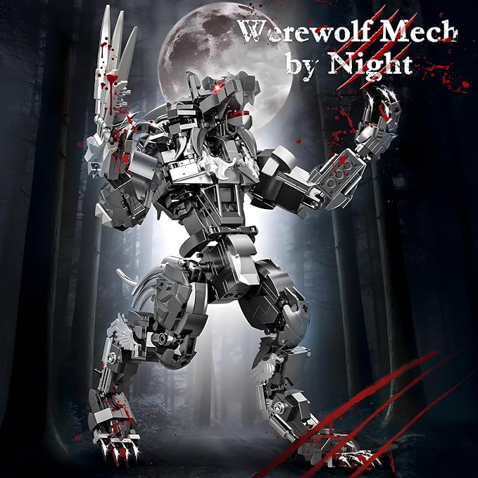 HIGH GODO Werewolf Mech Building Set for Adults Wolf by Night Monster Model Building Blocks Kit with Base for Home Display Creative Christmas Birthday Toys Gifts for Teens 14+ 813 Pieces