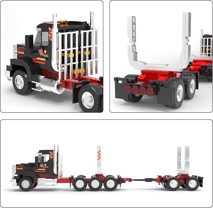 Xbert Logging Trucks Building Block Sets Wood Transport Timber Truck Farm Tractor Trailer Model Vehicles Toys Gift for Boys