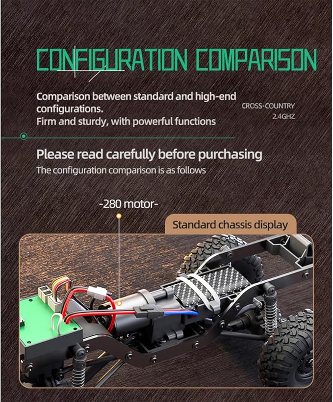 1/16 Scale RC Rock Crawler 2.4G Full-Proportional Pickup-Style RC Crawler 4x4 Remote Control Truck with high-Precision Bearings LED Lights Gift for Adults (HB-R1610/Blue)