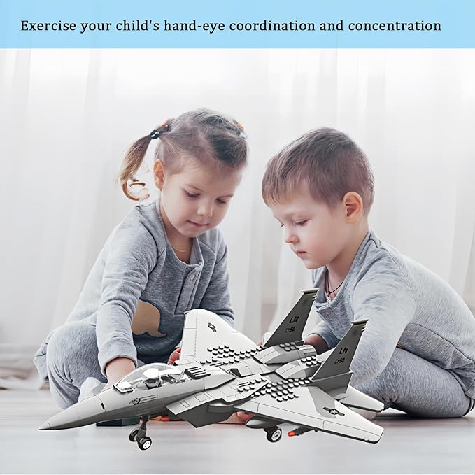 Military F-15 Eagle Fighter Jet Compatible with Lego 270 Pieces Toy Plane for Kids 10+ and Adults Army Airplane Toys for Military Fans