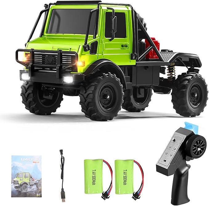 RC Truck 1:18 Scale RC Semi-Truck MN 333 Unimog Off-Road Rock Crawler 4WD Remove Control Trucks RTR Transport Car Alloy Model for Modification Enthusiasts Gifts (Green)