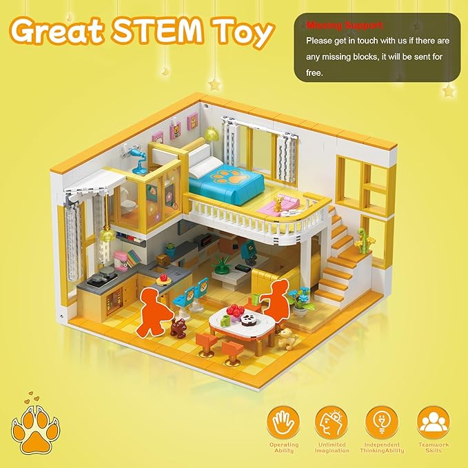 Friends House Building Block Set Pets Collection Small Brick Model Set Creative Mini Toy Building Sets Children’s Day Birthday for Teens Kids Boys Girls 8+ 1048 PCS