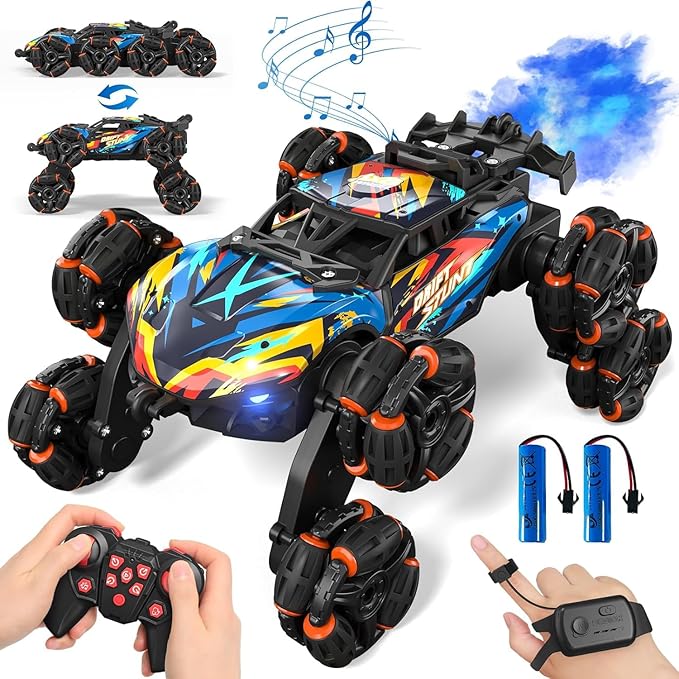 8WD Gesture Sensing Road Stunt Car Remote Control Cars with LED Light Music and Spray Drift RC Car Toys Gifts for 6-12 Years Old Boys Girls