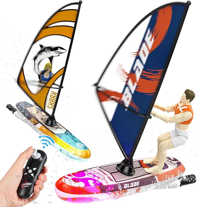 DEERC 2 Pack Remote Control Boat for Kids2.4Ghz RC Sailboat with LED Lights for PoolsLake and BathtubSummer Outdoor Water Toys Never Capsize Gift for Kids Boys Girls