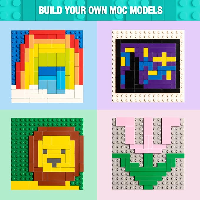 1200 Pieces Flat Pieces 9 Sizes Classic Moc Parts and Pieces Tiles Expansion Set - Compatible with All Major Brands Building Bricks Bulks for Smooth Surface Dark Grey
