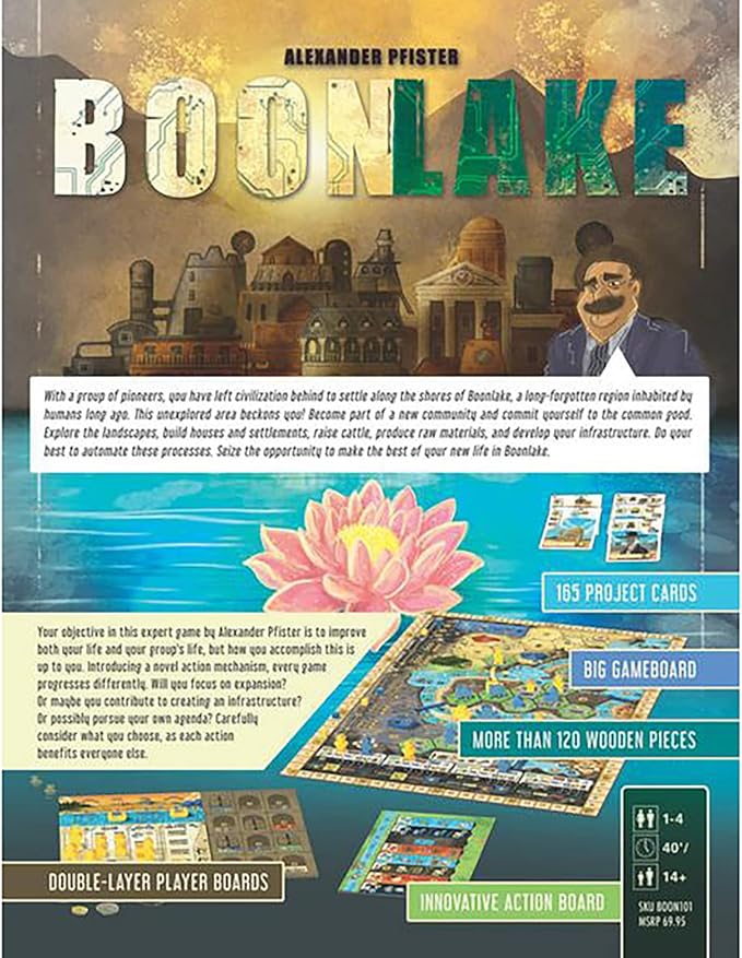 Capstone Games Boonlake Euro Strategy Board Game for 1-4 Players – Hand Management Engine Building Resource Planning Territory Development Strategic Solo &amp Competitive Fun – 90 Min | Ages 14+