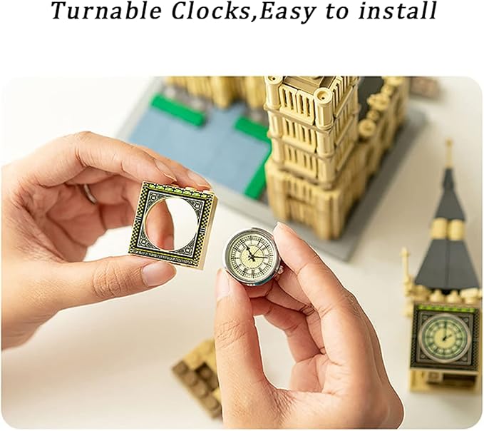 Big Ben Model Building Blocks with Simulation Clocks and Lights Famous Landmarks in London Toy Building Sets (815pcs)