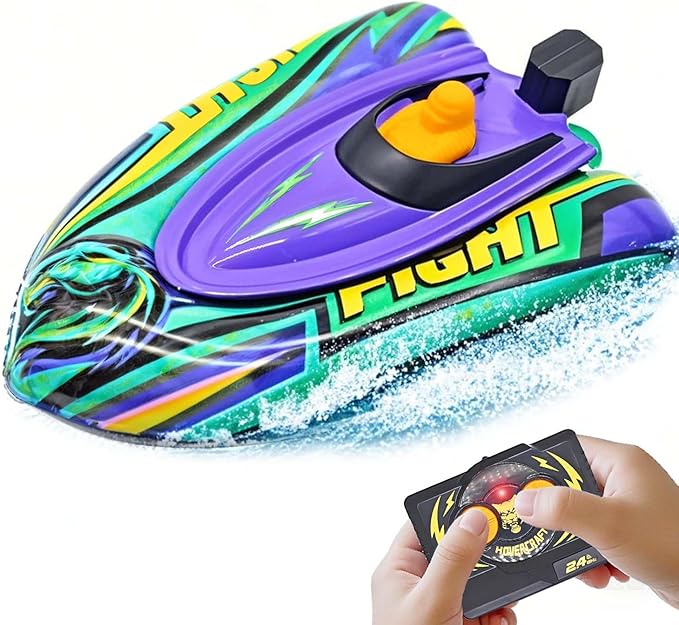 Remote Control Boat for Kids with Inflatable Bumper Rechargeable Battery USB Charge rc Boat for Pool Kids 8-12 Years Birthday Gift Summer Water Toy Purple