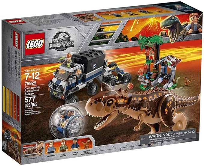 LEGO Jurassic World Carnotaurus Gyrosphere Escape 75929 Building Kit (577 Pieces)