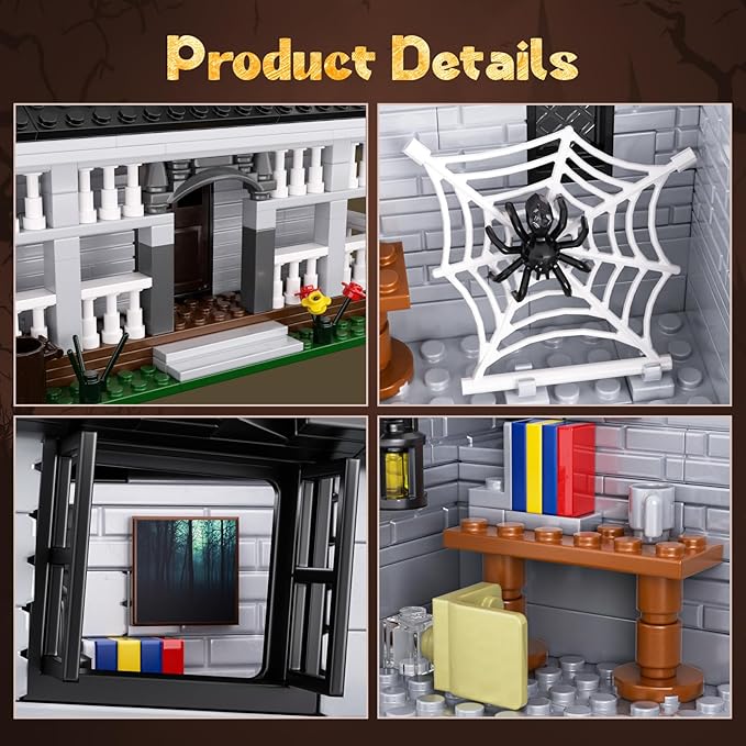 Monster House Building Block Set Horror Haunted House Film Creative Toys Set with Light Compatible with Lego Gift Decoration for Fans 12+ Boys Girls Adult in Halloween Birthday(750 PCS)