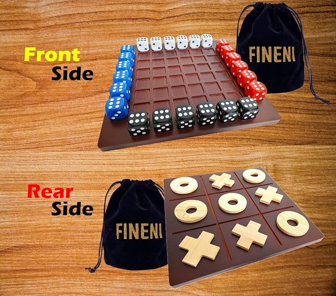 Dual Sides Battle &amp TicTacToe - Wooden Coffee Table Game for 2-4 Players