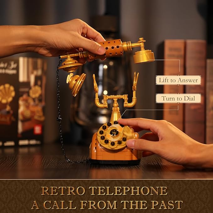 3 in 1 Building Block Sets Retro Camera Telephone Record Player Building Toys 1438 Pcs Vintage Collectible Model Kit for Home Office Decor Nostalgic 80s Gift for Adults &amp Teens 14+
