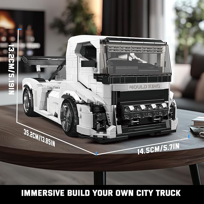 Mould King 10036 Tractor Truck Building Set MOC City Semi Truck Building Blocks Set to Build Gift for Age 14+/Adult Collections Enthusiasts(1604+ Pieces Static Version)