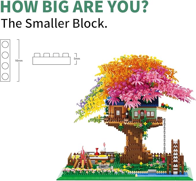 Rainbow Flowers Building Block with LightSakura Cherry Blossom Bonsai Tree House Construction Set4451 PCS Mirco Blocks Architecture for Adults and Teens