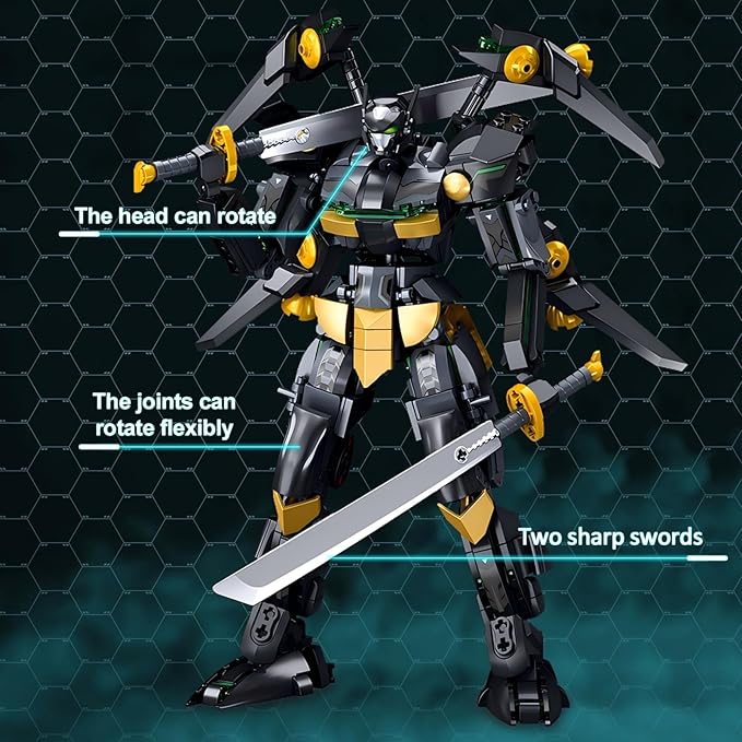 HIGH GODO Black Bat Mech Building Blocks Set for Adults Robot Model Building Kit with Wings and Swords Weapons 534 Pieces Creative Collectible Gift for Teens