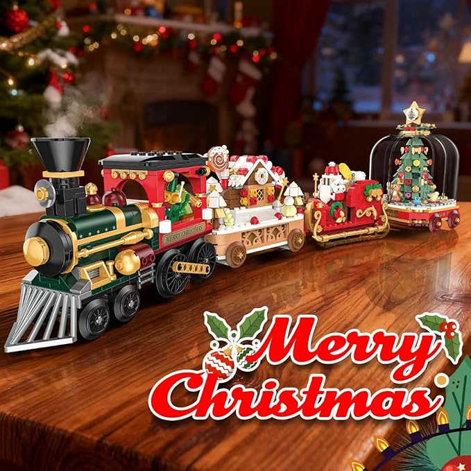 Christmas Train Building Blocks Set Trian Model Building Toy Collectible Holiday Block Sets for Boys &amp Girls Home Decor for Adult Boys Girls Kids Aged 8+(1041 PCS)