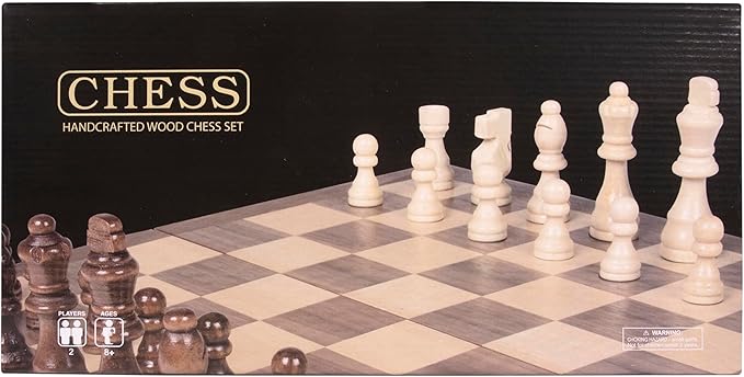 Premium Wooden Chess Set 15.7 Inches Chess Board Game Set for Adults - Folding Board - Pieces Storage Slots Handmade Portable Travel Chess Game - Beginner Chess Set for Kids 6 up Age
