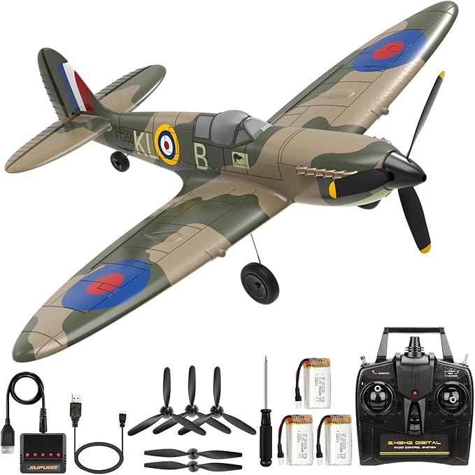 RC Plane Spitfire Fighter 4 Channel Remote Control Airplane with Gyro System for Adults