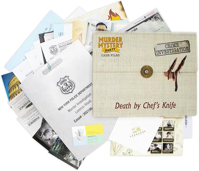 Murder Mystery Party Case Files: Death by Chef's Knife for 1 or More Players Ages 14 and Up