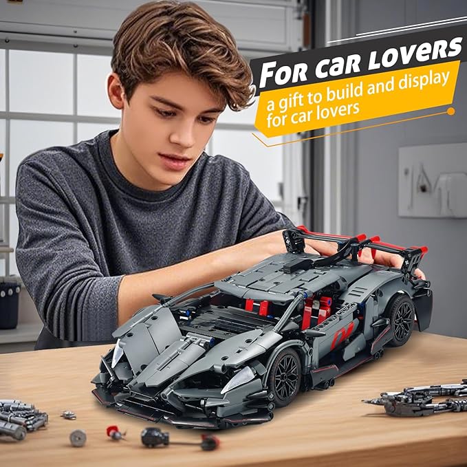Sports Car Building Sets for Adults -1:14 Technic Cars Building Block Toy Decor Model Valentine's Day Gift for BoyfriendBirthday Gift for Racing Car Fans and Boys Age 8 10 12 14 Year Old