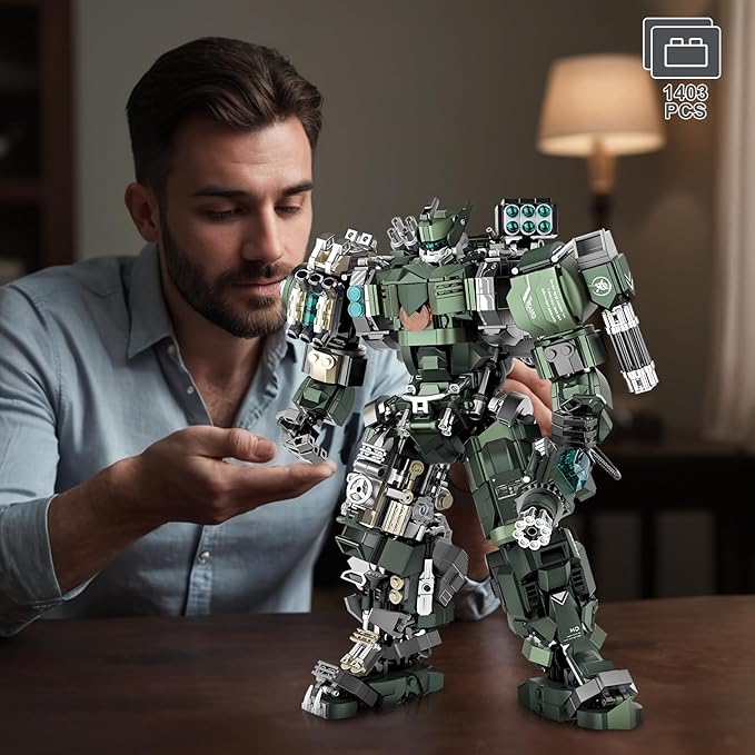 HIGH GODO Mech Building Blocks Set for Adults Motorized Robot Model Building Kit with Multiple Weapons Hard Core Industrial Style Collectible Gifts for Man Teens Ages 14+ (1403 Pieces)