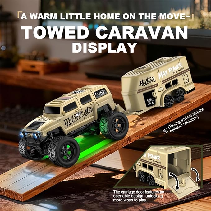 1:64 Scale Mini RC Crawler with Gyro Full Proportional RTR 2.4Ghz Remote Control Truck with RGB Lights (E89-Grey)