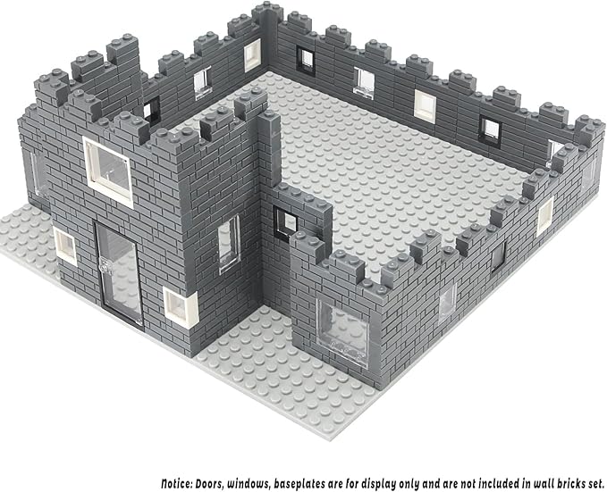 Feleph Masonry Bricks Set 450 Pcs Wall Building Accessories Diverse Creative Construction Bulk Parts and Pieces Blocks Toy Compatible with Classic Major Brands (Dark Gray)