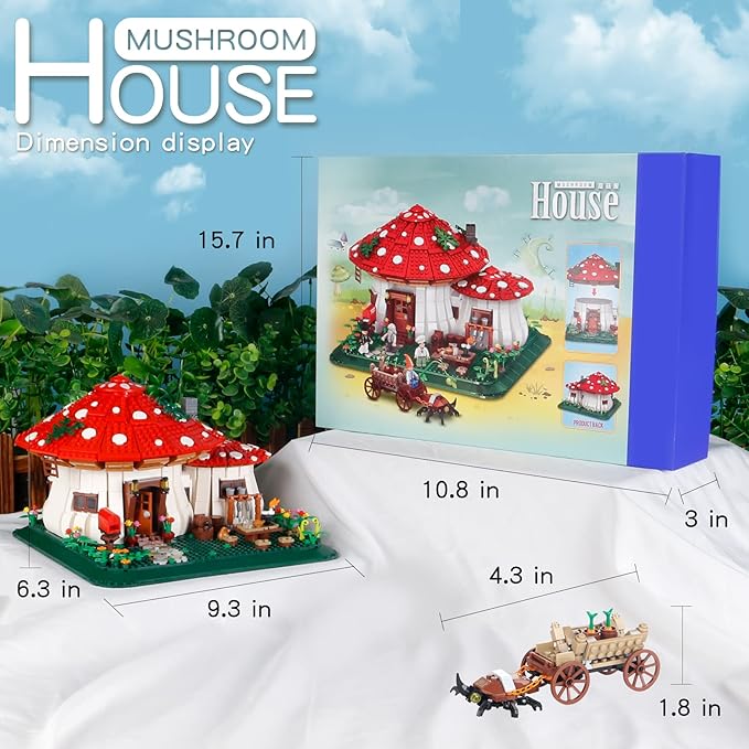 2233PCS Mushroom House Building BlocksCreative Ideals Treehouse Building Blocks Best Present for 6+ Boys Girls or Adults(Bigger Than the ImitationMore Exquisite Details)