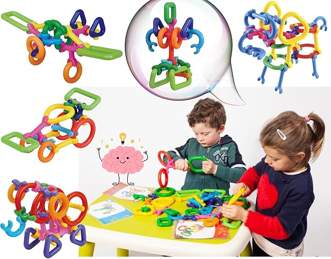 Click &amp Create Builder Set (80 pcs) - STEM Educational Interlocking Building Blocks for Kids Ages 2-7 Creative Construction Toy for Boys &amp Girls Colorful Fine Motor Skills Toy