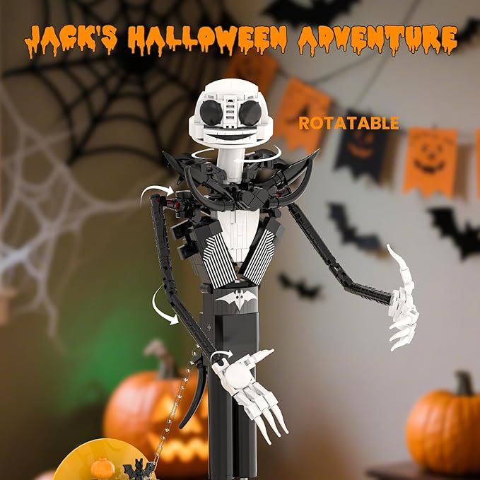 Horror Skull Building Set Before Christmas Haunted House Building Blocks Set Pumpkins and Skeleton Ghosts Halloween Christmas Building Toys Gifts for Movie Fans Adults