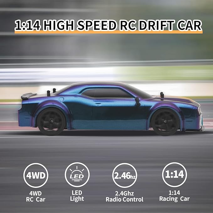 RC Drift Car 1:14 Remote Control Car 4WD Drift RC Cars Vehicle 28km/h High Speed Racing RC Drifting Car Gifts Toy for Boys Kids