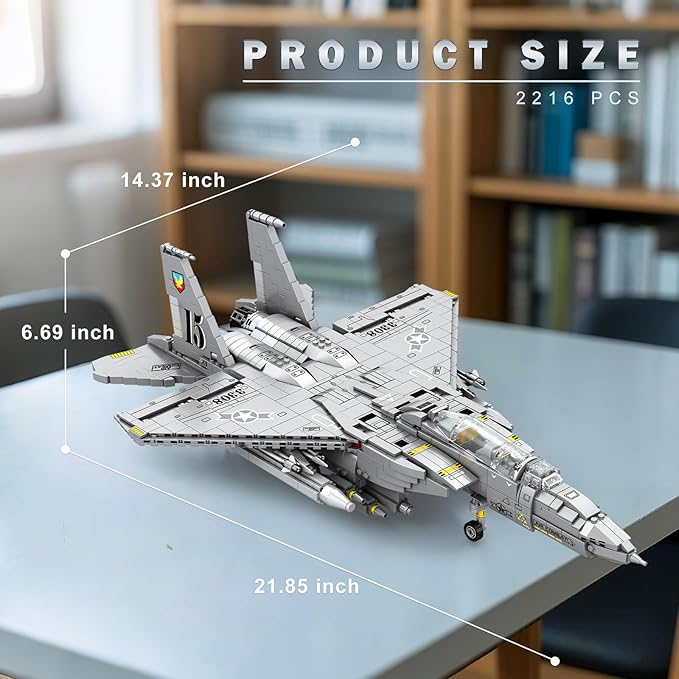 Reobrix F-15E Fighter Jet Building Sets for Adults Military Fighter Bombers Display Model 33034 Strike Eagle Military Plane Collectible Set Toys Gifts for Aviation Fans Boys Girls 14+ (2216 PCS)