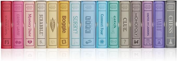 WS Game Company Collection of 15 Vintage Bookshelf Board Games Including Scrabble Monopoly Clue Yahtzee Chess Boggle Candy Land Connect Four &amp Sorry! - Classic Family Games for Kids &amp