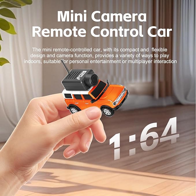 GoolRC WLtoys 6405 Mini RC Car 2.4GHz 1:64 Scale FPV Remote Control Car with Camera 720P and Gyro APP Control Vehicle with LED Lights for Adults Without Remote Controller (Orange)