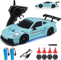 RC Drift Car 1:24 4WD Remote Control Cars Vehicle with LED Light2.4GHz 20KM/H High Speed RC Cars with Two Batteries &amp Drifting Tires Racing Sport Toy for Adults Boys Girls Kids Blue