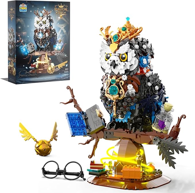Ideas Magic Owl Flower Animal Building SetCollectible Bird Model Compatible with Lego for Adults Creative Gifts for Adults or Teens Kids 14+ (1288 Pcs)