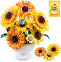 Sunflower Building Blocks for Adults 2-in-1 Botanical Flower Bouquet with Vase Van Gogh Inspired Sunflower Brick Set Decorative Flower Building Kit for Home Decor