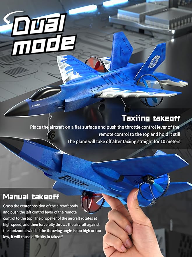 RC Airplane F-35 Lightning II 2 Channel Remote Control Plane with Smart Gyro Easy to Fly Foam Rc Glider Jet Gift for Kids Boys Girls 8-12 Year Old (Blue)