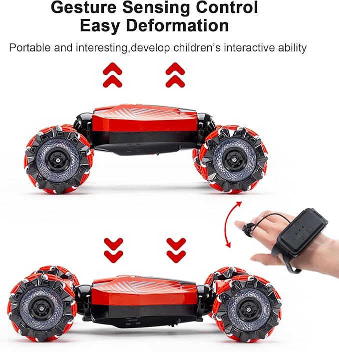 4WD Remote Control Gesture Sensor CarHand Controlled RC Stunt CarDouble-Sided Vehicle 360° Rotation with Light and Music RC Toy Cars for Aged 4-13 Boys and Girls Birthday
