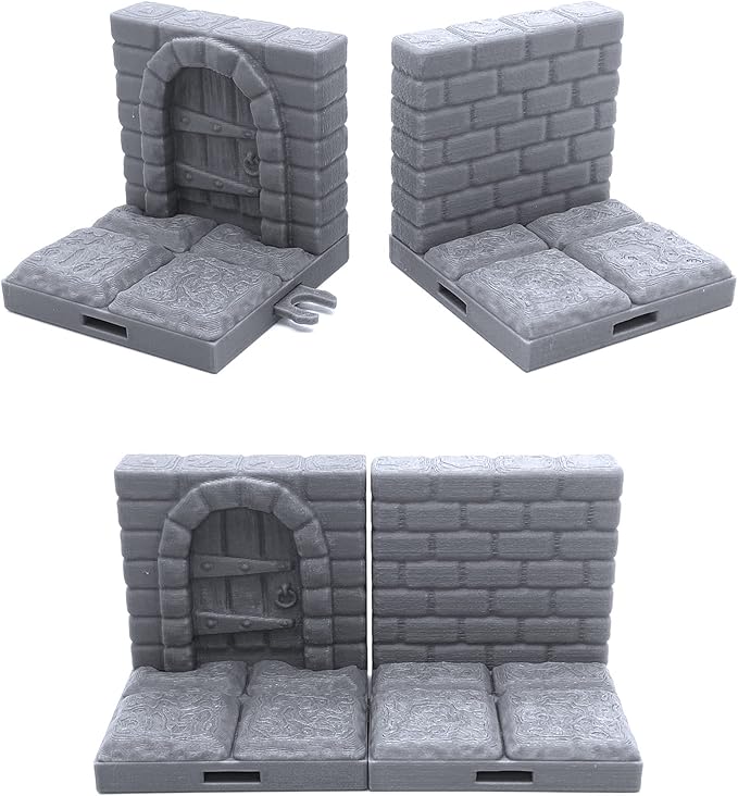 EnderToys Locking Dungeon Tiles - Masonry and Stone Wargame Terrain for Tabletop 28mm Miniatures 3D Printed Scenery