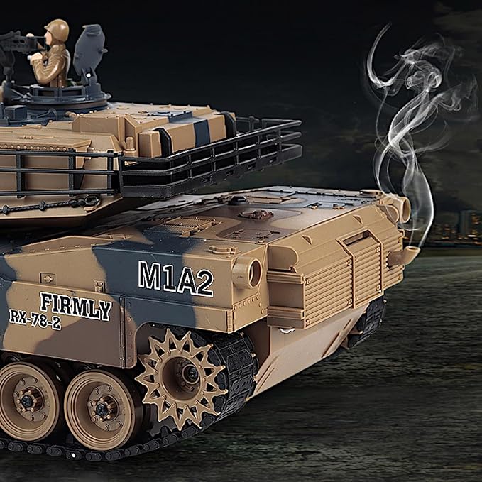 M1A2 Abrams US Army Tank 1/18 RTR RC Armored Fighting Vehicle Airsoft BB Battle Water Bomb Shot Smoke Sound Light Recoil 2.4Ghz Vibration Controller Modern Military Model MBT Panzer Collection