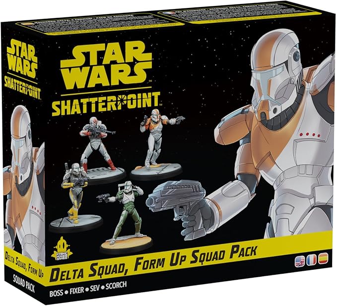 Asmodee Star Wars Shatterpoint Delta Squad Form Up Squad Pack - Includes Boss Fixer Sev &amp Scorch Tabletop Miniatures Strategy Game for Kids and Adults Ages 14+ 2 Players 90 Min Playtime