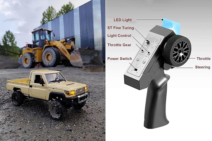RC Crawler Remote Control Rock Crawler RC Truck 4x4 1/12 Scale Toyota Land Cruiser Off Road Pickup Proportional Steering 2 Speed RTR All Terrain 280 Motor 2 Batteries Hobby Car Adult MN82